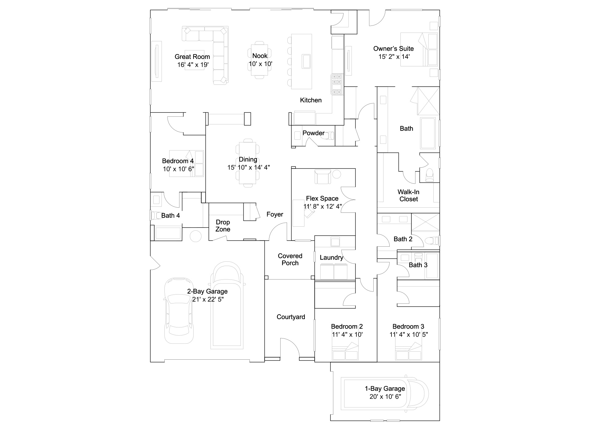 Residence Three at Veranda Floor 1 Plan